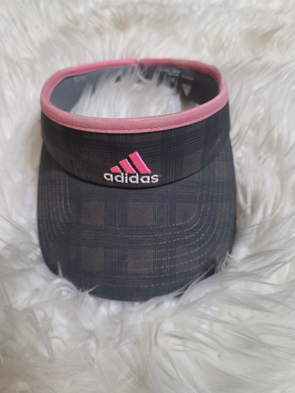adidas Black Visor with Pink Trim and Logo